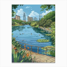Storybook Illustration Lady Bird Lake And The Board 4 Canvas Print