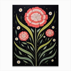 Carnation Dianthus 3 Hilma Af Klint Inspired Flower Illustration Canvas Print