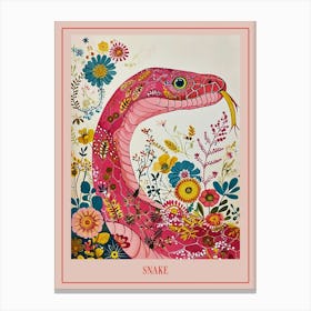 Floral Animal Painting Snake 2 Poster Canvas Print
