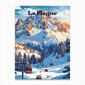 La Plagne France Snowboarding Travel Art Illustration Canvas Print