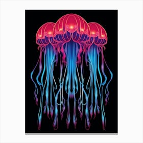 Upside Down Jellyfish Neon Illustration 1 Canvas Print