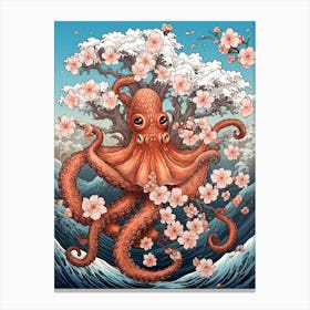Day Octopus Japanese Style Illustration 4 Canvas Print