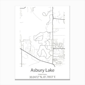 Asbury Lake,United States Minimalist Map 1 Canvas Print