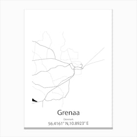 Grenaa,Denmark Minimalist Map Canvas Print