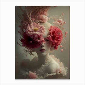 Woman With Flowers On Her Head 2 Canvas Print