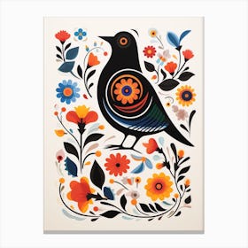 Scandinavian Bird Illustration Blackbird 3 Canvas Print
