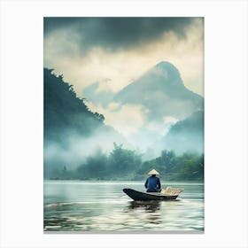 Man In A Boat On The River Canvas Print