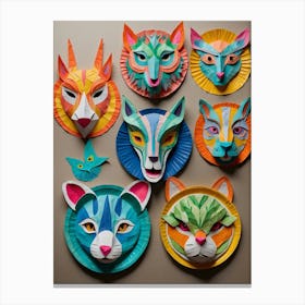 Paper Plate Animal Masks Canvas Print