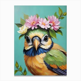 Bird In A Flower Crown Canvas Print