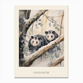 Winter Watercolour Opossum 3 Poster Canvas Print