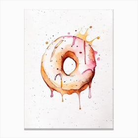 Doughnut Minimalist Watercolour 1 Flower Canvas Print