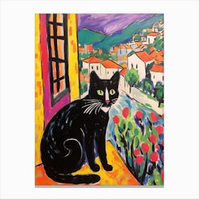 Painting Of A Cat In Chianti Italy 2 Canvas Print