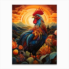 Rooster At Sunrise 1 Canvas Print