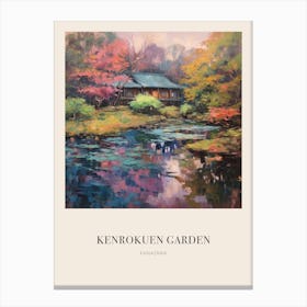 Kenrokuen Garden Kanazawa Japan 3 Vintage Cezanne Inspired Poster Canvas Print