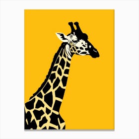 Giraffe On Yellow Background Canvas Print