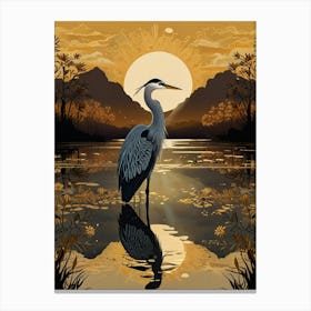 Heron At Sunset Canvas Print