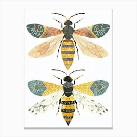 Colourful Insect Illustration Yellowjacket 7 Canvas Print
