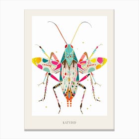 Colourful Insect Illustration Katydid 2 Poster Canvas Print