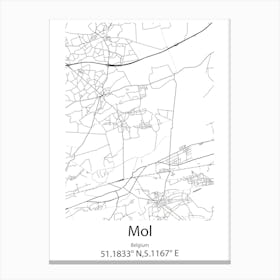 Mol,Belgium Minimalist Map Canvas Print