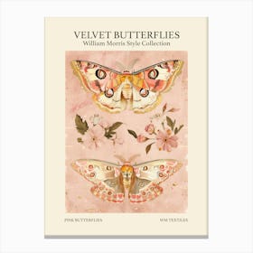 Velvet Butterflies Collection Pink Butterflies William Morris Style 9 Canvas Print