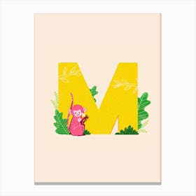 Letter M Monkey Canvas Print
