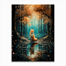 Red Fox Canvas Splat Painting 2 Canvas Print