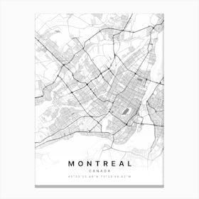 Montreal Quebec Canada White Map Canvas Print