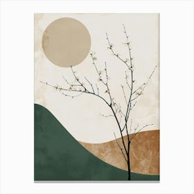 Plum Tree Minimal Japandi Illustration 2 Canvas Print