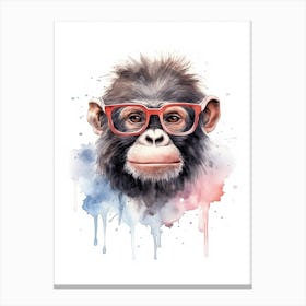 Baby Smart Gorilla Art With Glasses Watercolour Nursery 2 Canvas Print