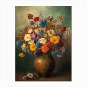 Inspired By Odilon Redon Vase Of Flowers 05 Canvas Print