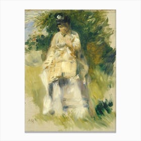 Woman Standing By A Tree, Pierre Auguste Renoir Canvas Print