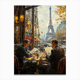 Classic Parisian Café With Eiffel Tower View – Vintage 1940s Paris Art Print Canvas Print