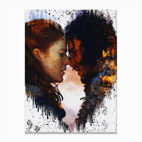 Ygritte With Jon Snow Game Of Thrones Paint 1 Canvas Print