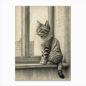 Cat On A Window Sill Canvas Print