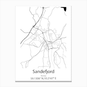 Sandefjord,Norway Minimalist Map Canvas Print