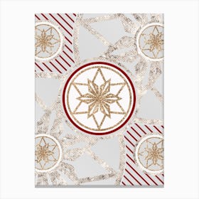 Geometric Abstract Glyph in Festive Gold Silver and Red n.0082 Canvas Print