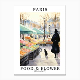 Food Market With Cats In Paris 3 Poster Canvas Print