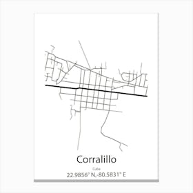 Corralillo,Cuba Minimalist Map Canvas Print