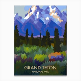 Grand Teton National Park Matisse Style Vintage Travel Poster 3 Canvas Print