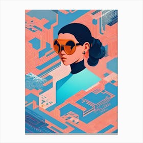 Futuristic Woman wearing Sunglasses Canvas Print