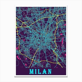 Milan Map Poster 1 Canvas Print