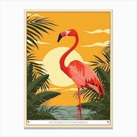 Greater Flamingo Rio Lagartos Yucatan Mexico Tropical Illustration 10 Poster Canvas Print