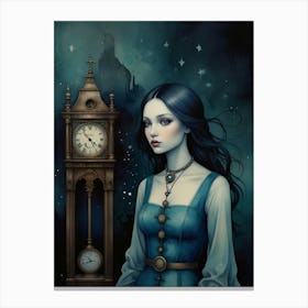 Girl With A Clock Canvas Print