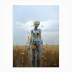 portrait of a woman in a field illustration 5 Canvas Print