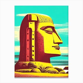 Easter Island Chile Vintage Sketch Tropical Destination Canvas Print