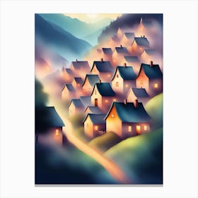 Night In The Village 1 Canvas Print