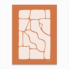Solid Fluid Burnt Orange And Off White Neutral Abstract Boho Canvas Print
