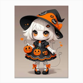 Cute Halloween Witch 4 Canvas Print