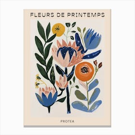 Spring Floral French Poster  Protea 3 Canvas Print