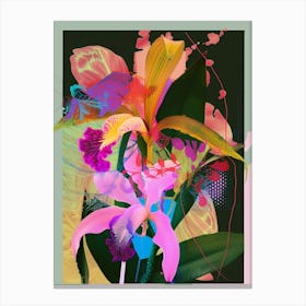 Monkey Orchid 4 Neon Flower Collage Canvas Print